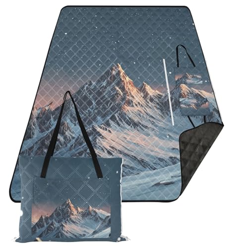 KLL Snowy Mountains Ningt Wasserdichte Camping-Picknick-Teppich, sanddicht, Outdoor-Party, Outdoor-Spielmatte für Outdoor, Frauen, Frühlingsgeschenke, Manta, Para Playa KLL Snowy Mountains Ningt Wasserdichte Camping-Picknick-Teppich, sanddicht, Outdoor-Party, Outdoor-Spielmatte für Outdoor, Frauen, Frühlingsgeschenke, Manta, Para Playa von KLL
