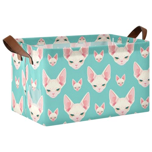 KLL Sphynx Catscute Aufbewahrungskorb für Würfelaufbewahrung mit Griffen, Würfel-Organizer für Regale, Schrank, Spielzeug, Bücher, 2 Stück KLL Sphynx Catscute Aufbewahrungskorb für Würfelaufbewahrung mit Griffen, Würfel-Organizer für Regale, Schrank, Spielzeug, Bücher, 2 Stück von KLL