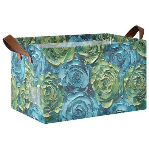 KLL Stereo-Rosen, blau-grün, 3D-Aufbewahrungskörbe, stereoskopischer Stil, faltbar, mit Griffen, Schrank-Organizer für Spielzeug, Bücher und Kleidung, Wohnzimmer, 2 Stück KLL Stereo-Rosen, blau-grün, 3D-Aufbewahrungskörbe, stereoskopischer Stil, faltbar, mit Griffen, Schrank-Organizer für Spielzeug, Bücher und Kleidung, Wohnzimmer, 2 Stück von KLL
