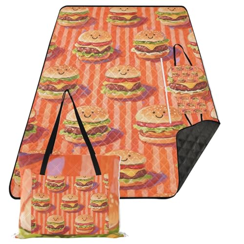 KLL Süße Cartoon-Hamburgerdecke, wasserdicht, für den Außenbereich, verstaubar, für Rasen, Picknickdecke, groß, für Outdoor-Menschen, Paare, Geschenk, Manta, Para, Picknick, y Playa KLL Süße Cartoon-Hamburgerdecke, wasserdicht, für den Außenbereich, verstaubar, für Rasen, Picknickdecke, groß, für Outdoor-Menschen, Paare, Geschenk, Manta, Para, Picknick, y Playa von KLL