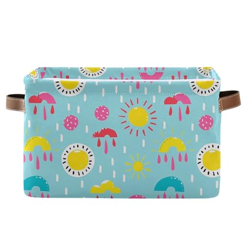 KLL Sun Rainball Cloud Aufbewahrungskörbe, faltbare und wasserdichte Aufbewahrungsbehälter mit stabilem Griff, Taschen, quadratisch, 2 Stück für Regale, Regale, Gadget von KLL