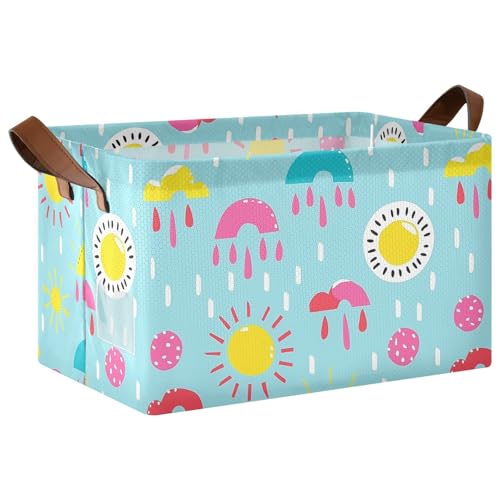 KLL Sun Rainball Cloud Große Aufbewahrungskörbe für Würfelaufbewahrung mit Griffen, Würfel-Organizer für Organisation, Regal, Kleidung, Zuhause, Büro, 2 Stück KLL Sun Rainball Cloud Große Aufbewahrungskörbe für Würfelaufbewahrung mit Griffen, Würfel-Organizer für Organisation, Regal, Kleidung, Zuhause, Büro, 2 Stück von KLL