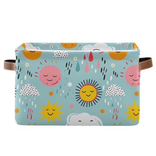 KLL Sun Rainball Green Aufbewahrungskörbe und wasserdichte Aufbewahrungskörbe mit stabilem Griff, für Kunst, 2 Stück für Schrank, Schrank, Bücher von KLL