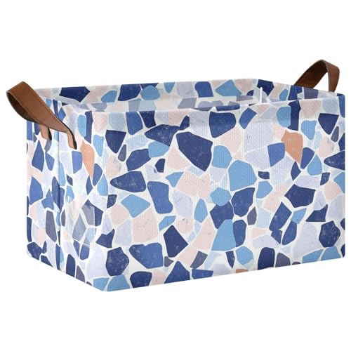 KLL Terrazzo Aufbewahrungskörbe für Regale, Mülleimer mit Griffen, faltbare Würfel für Zuhause, Büro, Schrank, Kleidung, Spielzeug, Organizer, 2 Stück von KLL