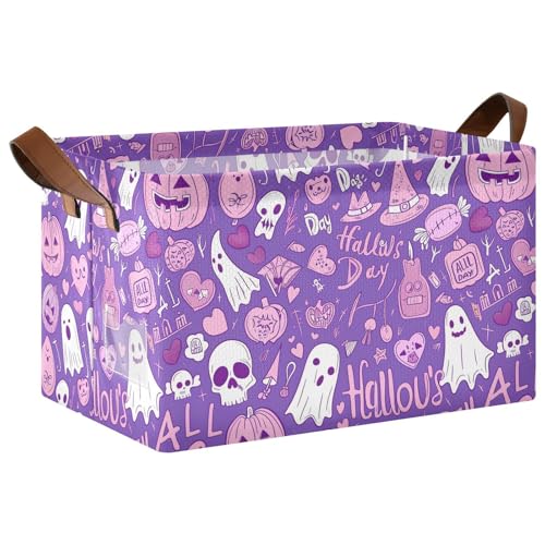 KLL Violetter Halloween-Korb für Aufbewahrungswürfel, Aufbewahrungskörbe mit Griffen, großer dekorativer Organizer für Schrank, Regal, Kommode, 2 Stück von KLL