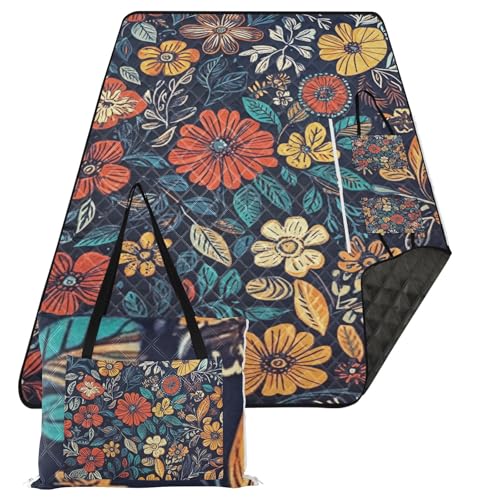 KLL Wasserdichte Stranddecke im Vintage-/Retro-Blumen-Stil, wasserabweisend, für Rasen, Stranddecken, wasserdicht, sanddicht, für Outdoor-Menschen, Sommergeschenk, Esterillas de Playa KLL Wasserdichte Stranddecke im Vintage-/Retro-Blumen-Stil, wasserabweisend, für Rasen, Stranddecken, wasserdicht, sanddicht, für Outdoor-Menschen, Sommergeschenk, Esterillas de Playa von KLL