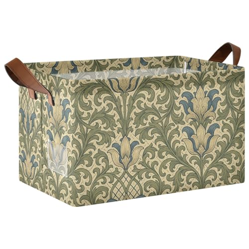 KLL William Morris dekorative Körbe im Vintage-Lilien-Blumenmuster, faltbare Organizer-Behälter mit Griffen, Behälter für Organisation, 2 Stück von KLL