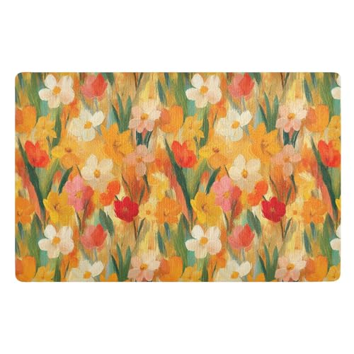 KLL Willkommens-Fußmatte, 81,3 x 50,8 cm, rutschfeste Gummi-Matte, für den Außenbereich, extra Waschküche, Teppich für schlammige Schuhe und Pfoten, Frühlingsblumen, Narzissen, Blume, Gold KLL Willkommens-Fußmatte, 81,3 x 50,8 cm, rutschfeste Gummi-Matte, für den Außenbereich, extra Waschküche, Teppich für schlammige Schuhe und Pfoten, Frühlingsblumen, Narzissen, Blume, Gold von KLL