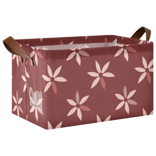 KLL Windmühlen-Blume, dänische dunkelrote dekorative Regalkörbe, Mülleimer mit Griffen, faltbare Würfel für Regale, Schränke, Schubladen, 2 Stück von KLL