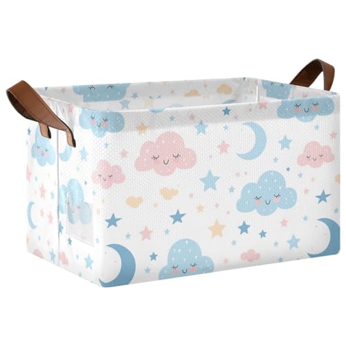 KLL Wolken und Monde, Stoff-Aufbewahrungskörbe, dekorative Aufbewahrungskörbe mit Griffen, faltbare Boxen für Regale, Schrank, Spielzeug, Bücher, 2 Stück KLL Wolken und Monde, Stoff-Aufbewahrungskörbe, dekorative Aufbewahrungskörbe mit Griffen, faltbare Boxen für Regale, Schrank, Spielzeug, Bücher, 2 Stück von KLL