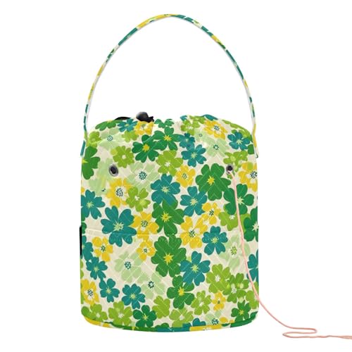 Kleine Blumen grün gelb Häkeltaschen mit Löchern Stricktasche Garnaufbewahrung für Nadelhalter Zubehör Para Tejer Häkeln von KLL