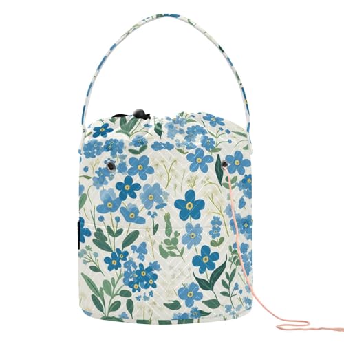 Kleine Häkeltasche mit Blume, Blau und Grün, tragbar, Stricknadel-Organizer für Strickwerkzeug, Gancho Para Tejer von KLL