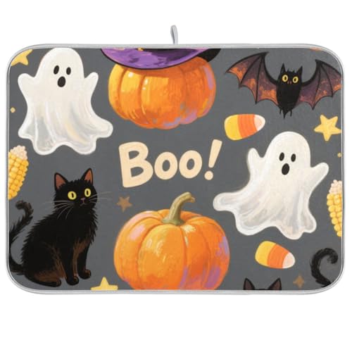 Küchenmatte, Halloween-Kürbis-Matte, Theke, Küche, Abtropfgestell, groß, 45,7 x 61 cm, Orange Küchenmatte, Halloween-Kürbis-Matte, Theke, Küche, Abtropfgestell, groß, 45,7 x 61 cm, Orange von KLL