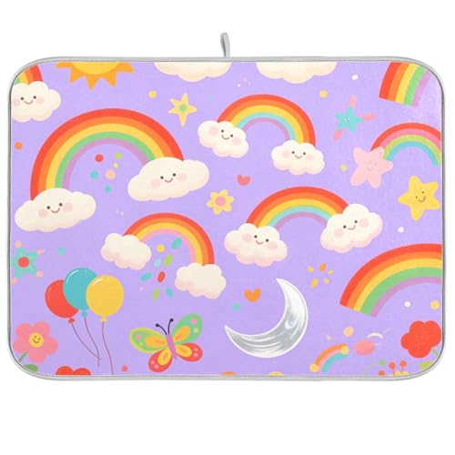 Küchenmatte, Motiv: Cartoon-Motiv, Motiv: niedliche Regenbogenblumen, für Theke, Geschirrtuch, Trockner, Geschirrmatte, zum Trocknen, XL 45,7 x 61 cm Küchenmatte, Motiv: Cartoon-Motiv, Motiv: niedliche Regenbogenblumen, für Theke, Geschirrtuch, Trockner, Geschirrmatte, zum Trocknen, XL 45,7 x 61 cm von KLL