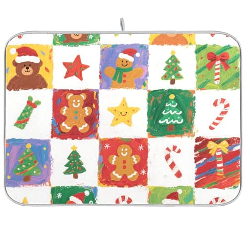 Küchenmatte, Motiv: Merry Christmas Tree Lebkuchen, Theke, Geschirrtrockner, Tuch, Abtropfmatte, XL, 45,7 x 61 cm von KLL