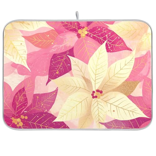 Küchenmatte, Motiv: süße Pfirsichblumen, Theke, Geschirrtrockner, große Abtropfmatte für Geschirr, 45,7 x 61 cm von KLL