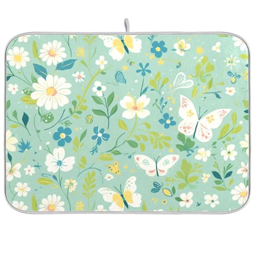 Küchenmatte, grün, frisch, Sommerblumen, für Küchentheke, Geschirrspüler, Trockner, Abtropfmatte, Größe XL, 45,7 x 61 cm Küchenmatte, grün, frisch, Sommerblumen, für Küchentheke, Geschirrspüler, Trockner, Abtropfmatte, Größe XL, 45,7 x 61 cm von KLL