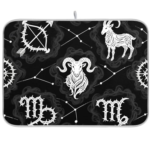 Küchenunterlagen mit Totenkopf-Motiv, Gothic-Stil, Schwarz und Weiß, für Theke, Abtropfbrett, Mikrofaser, Größe XL, 45,7 x 61 cm von KLL