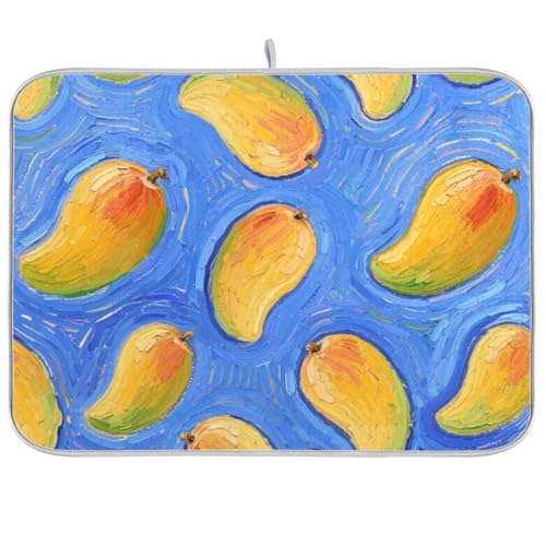 Kunstmalerei Blau Obst Trockenmatte Geschirrtrockner Geschirr Abtropfmatte XL 45,7 x 61 cm von KLL