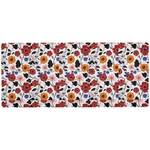 Lilly Floral Burgendy Orange waschbare Maus- und Tastaturunterlage für Schreibtische, unwaschbar, kleine Schreibtischunterlage für Tastatur und Maus, 80 x 30 cm Lilly Floral Burgendy Orange waschbare Maus- und Tastaturunterlage für Schreibtische, unwaschbar, kleine Schreibtischunterlage für Tastatur und Maus, 80 x 30 cm von KLL