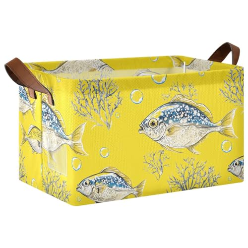 Lustige Pompano-Fische, gelbe große Aufbewahrungsboxen, Körbe mit Griffen, Würfel-Organizer für Schlafzimmer, Büro, Schrank, Kleidung, Kinderzimmer, Kinderzimmer, 2 Stück Lustige Pompano-Fische, gelbe große Aufbewahrungsboxen, Körbe mit Griffen, Würfel-Organizer für Schlafzimmer, Büro, Schrank, Kleidung, Kinderzimmer, Kinderzimmer, 2 Stück von KLL