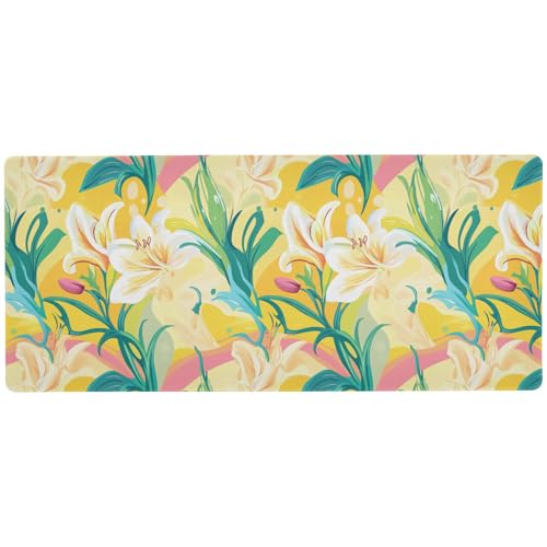 Mauspad "Happy Easter", Motiv: Lilie, Blume, rutschfest, Gaming für Schreibtische, Essentials, Tastatur, Mauspad, 80 x 30 cm von KLL