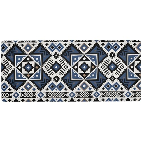 Mauspad im Ethno-Stil, geometrisches Muster, marineblau, unwaschbar, Tier- und Tastaturunterlage für den Schreibtisch, cooles riesiges Mauspad, 80 x 30 cm Mauspad im Ethno-Stil, geometrisches Muster, marineblau, unwaschbar, Tier- und Tastaturunterlage für den Schreibtisch, cooles riesiges Mauspad, 80 x 30 cm von KLL