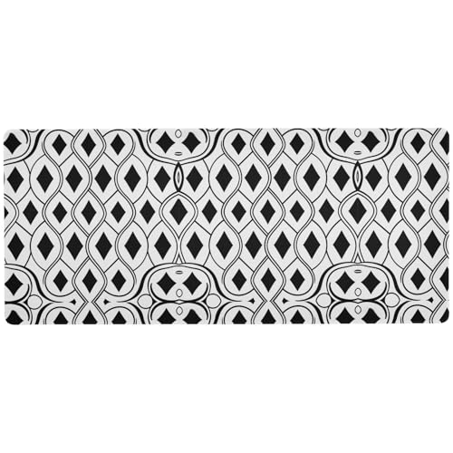 Mauspad im Ethno-Stil, geometrisches Muster, schwarz-weiß, waschbar, großes Schreibtisch-Mauspad zum Schreiben, auffälliges Mauspad für den Schreibtisch, 80 x 30 cm Mauspad im Ethno-Stil, geometrisches Muster, schwarz-weiß, waschbar, großes Schreibtisch-Mauspad zum Schreiben, auffälliges Mauspad für den Schreibtisch, 80 x 30 cm von KLL