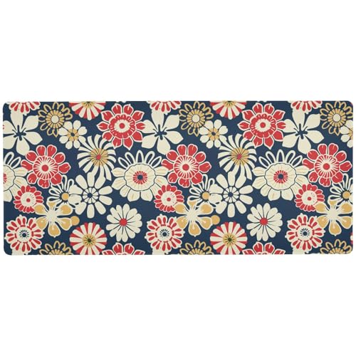 Mauspad im Retro-Stil, Motiv: reiche Blumen, unwaschbar, für Laptop für den Schreibtisch, cooles großes Mauspad für den Schreibtisch, 80 x 30 cm Mauspad im Retro-Stil, Motiv: reiche Blumen, unwaschbar, für Laptop für den Schreibtisch, cooles großes Mauspad für den Schreibtisch, 80 x 30 cm von KLL