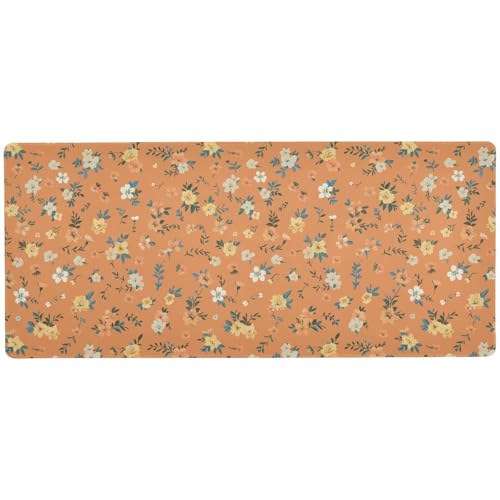 Mauspad mit Blumenmotiv, waschbar, lang, für Studio Essentials, Tastatur und Mauspad, 80 x 30 cm, Orange von KLL
