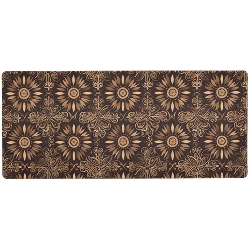 Mauspad mit Mandala-Blumen, braun, auffällig, groß, für Schreibtisch, für den Schreibtisch, 80 x 30 cm Mauspad mit Mandala-Blumen, braun, auffällig, groß, für Schreibtisch, für den Schreibtisch, 80 x 30 cm von KLL