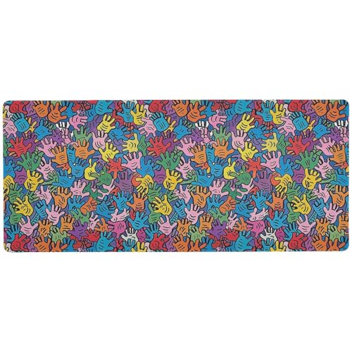 Mauspad mit mehrfarbigem Handabdruck, wasserdicht, für Gaming, für die Arbeit, tragbares riesiges Mauspad, 80 x 30 cm Mauspad mit mehrfarbigem Handabdruck, wasserdicht, für Gaming, für die Arbeit, tragbares riesiges Mauspad, 80 x 30 cm von KLL