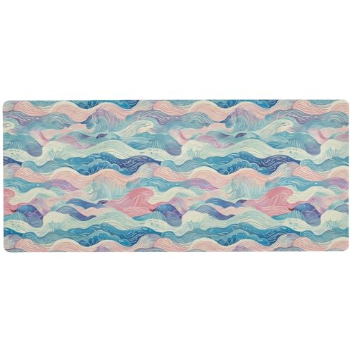 Mauspad mit mehrfarbigen Wellen, waschbar, für den Schreibtisch für Gaming, cooles Schreibtisch-Mauspad, 80 x 30 cm Mauspad mit mehrfarbigen Wellen, waschbar, für den Schreibtisch für Gaming, cooles Schreibtisch-Mauspad, 80 x 30 cm von KLL