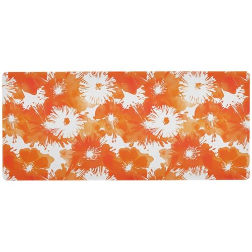 Mauspad mit orangefarbenen Batik-Blumen, cooles großes Mauspad für den Schreibtisch für die Arbeit, unwaschbar, PC-Mauspad, 80 x 30 cm Mauspad mit orangefarbenen Batik-Blumen, cooles großes Mauspad für den Schreibtisch für die Arbeit, unwaschbar, PC-Mauspad, 80 x 30 cm von KLL
