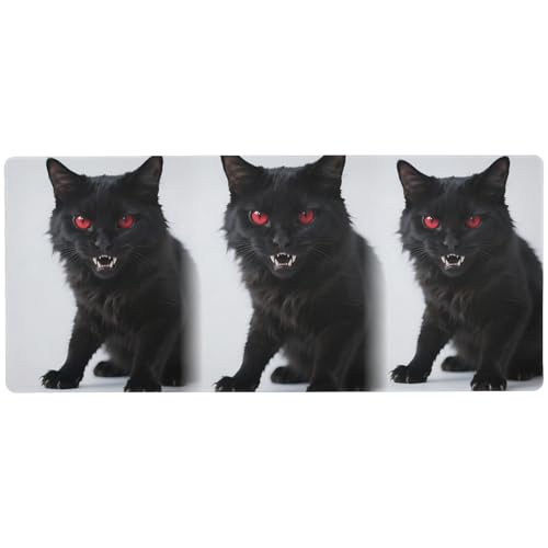 Mauspad mit schwarzer Katze, unwaschbar, personalisierbar, praktische Mauspads für den Schreibtisch, 80 x 30 cm von KLL