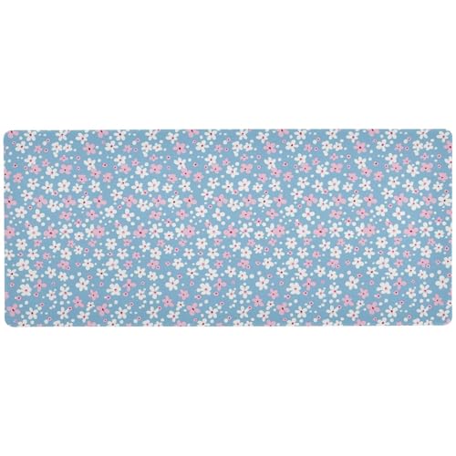 Mauspad mit weißen und rosa Blumen, waschbar, groß, für Rest Essentials, Tastatur-Mauspad, 80 x 30 cm Mauspad mit weißen und rosa Blumen, waschbar, groß, für Rest Essentials, Tastatur-Mauspad, 80 x 30 cm von KLL