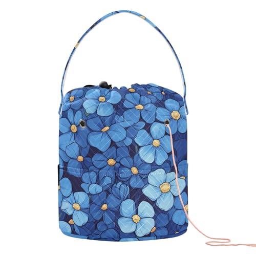 Nadelaufbewahrung mit Löchern, für Häkelnadeln, mehrfarbig, mit blauen Blumen von KLL