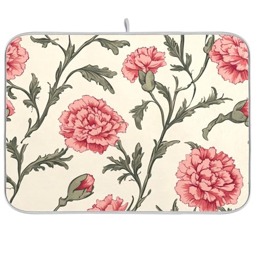 Nelke Sommerblumen, hitzebeständige Thekenmatte, Geschirrtuch, Trockner, große Abtropfmatte für Geschirr, 45,7 x 61 cm Nelke Sommerblumen, hitzebeständige Thekenmatte, Geschirrtuch, Trockner, große Abtropfmatte für Geschirr, 45,7 x 61 cm von KLL