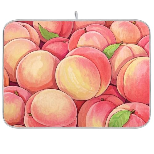 Niedliche Cartoon-Obst-Pfirsich-Arbeitsplatte, Geschirr-Wasch-Trocknermatte, Geschirr-Abtropfmatte, 45,7 x 61 cm, 45,7 x 61 cm von KLL