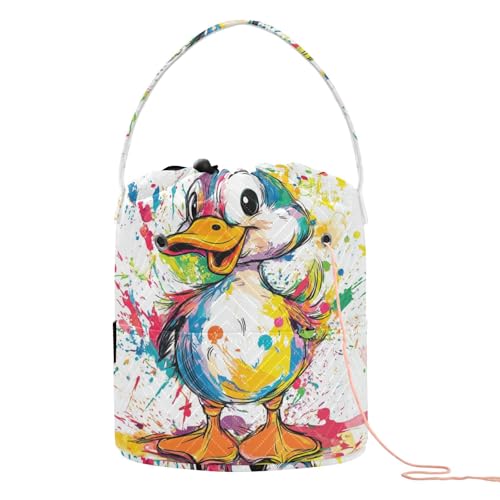 Niedliche Haustier-Ente Doodle Kunst Häkeltasche mit Löchern Stricken Häkeln für Strickwerkzeug Bolso Para Häkeln Niedliche Haustier-Ente Doodle Kunst Häkeltasche mit Löchern Stricken Häkeln für Strickwerkzeug Bolso Para Häkeln von KLL