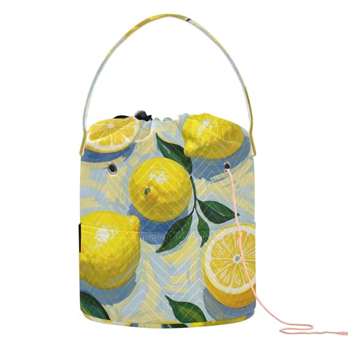 Ölgemälde mit gelber Zitrone, Häkeltaschen, tragbare Stricktasche, Garnaufbewahrung für Nadelhalter, Estuches para hilos de tejer Ölgemälde mit gelber Zitrone, Häkeltaschen, tragbare Stricktasche, Garnaufbewahrung für Nadelhalter, Estuches para hilos de tejer von KLL
