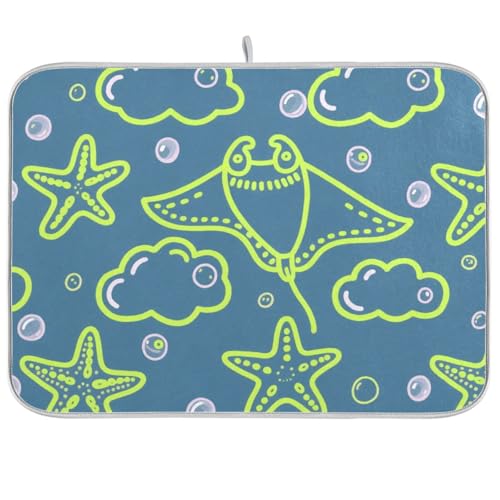 Ocean Animal Seestern Chartreuse Grau Küchentrocknermatte Abtropfmatte Große Abtropfmatte für Geschirr 45,7 x 61 cm Ocean Animal Seestern Chartreuse Grau Küchentrocknermatte Abtropfmatte Große Abtropfmatte für Geschirr 45,7 x 61 cm von KLL