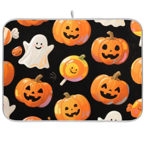 Orange Halloween Kürbis Küche Theke Matten Geschirrmatte Jumbo Geschirrabtropfmatte 45,7 x 61 cm von KLL