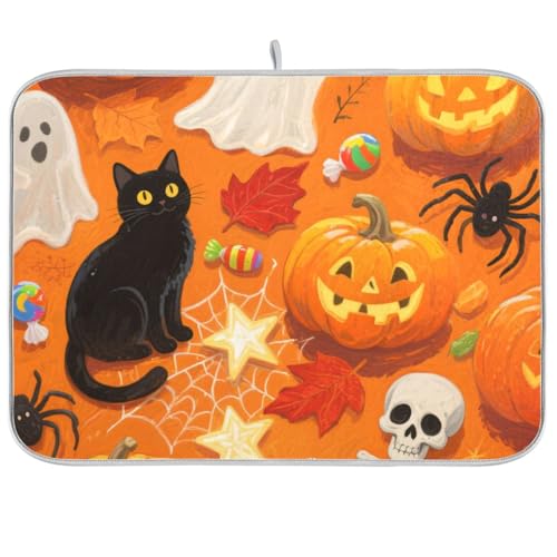 Orange Halloween Kürbis Trockner Küchenmatte Geschirrtrockner Tuch Geschirrabtropfmatte Extra Groß 45,7 x 61 cm Orange Halloween Kürbis Trockner Küchenmatte Geschirrtrockner Tuch Geschirrabtropfmatte Extra Groß 45,7 x 61 cm von KLL