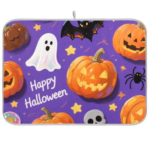 Orange Halloween Kürbis Trockner Matte Küche Geschirrmatte XL Geschirrabtropfmatten für Küche 45,7 x 61 cm Orange Halloween Kürbis Trockner Matte Küche Geschirrmatte XL Geschirrabtropfmatten für Küche 45,7 x 61 cm von KLL