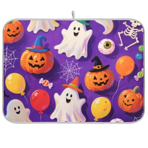 Orange Halloween Kürbis hitzebeständiges Mar-Abtropfgestell Tablett Geschirrmatten zum Trocknen von Geschirr, groß, 45,7 x 61 cm Orange Halloween Kürbis hitzebeständiges Mar-Abtropfgestell Tablett Geschirrmatten zum Trocknen von Geschirr, groß, 45,7 x 61 cm von KLL