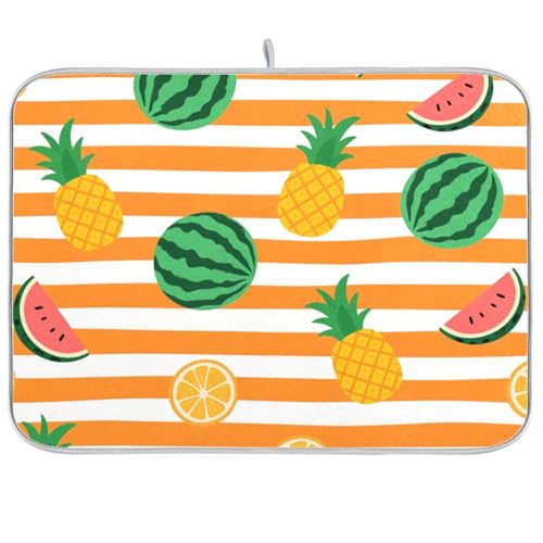 Orange Weiß gestreifte Sommerfrucht-Abtropfmatten für Geschirr, Abtropfmatten für Küche, groß, 45,7 x 61 cm Orange Weiß gestreifte Sommerfrucht-Abtropfmatten für Geschirr, Abtropfmatten für Küche, groß, 45,7 x 61 cm von KLL
