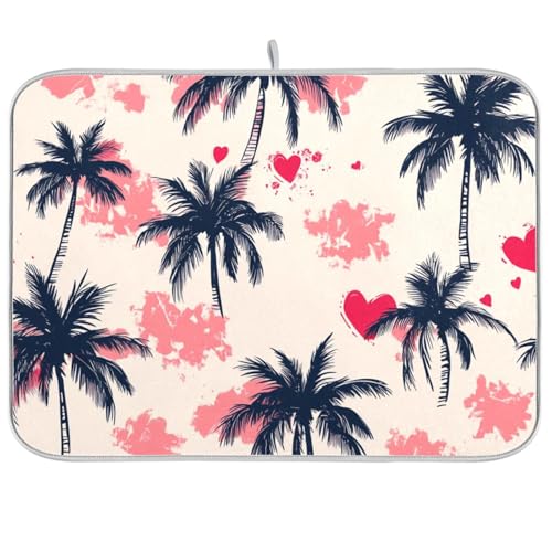 Palm Tree Anime Valentine Abtropfmatte Küche Theke Geschirrtrockner matt extra große Abtropfmatte für Geschirr 45,7 x 61 cm von KLL