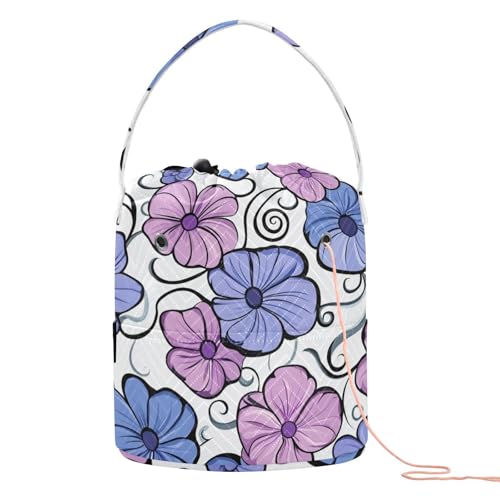 Reisetasche mit blauen und rosa Blumen, tragbarer Strick-Organizer für Nadelhalter Reisetasche mit blauen und rosa Blumen, tragbarer Strick-Organizer für Nadelhalter von KLL