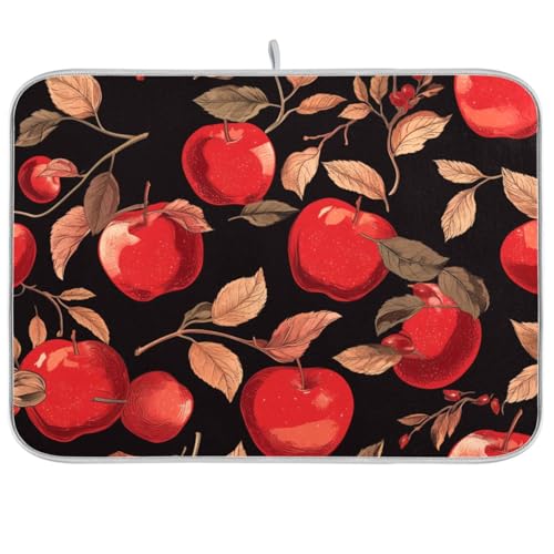 Rote Obst-Küchenarbeitsplatte, dekorative Matte unter Geschirrabtropfer, große Abtropfmatte, zum Trocknen 45,7 x 61 cm von KLL